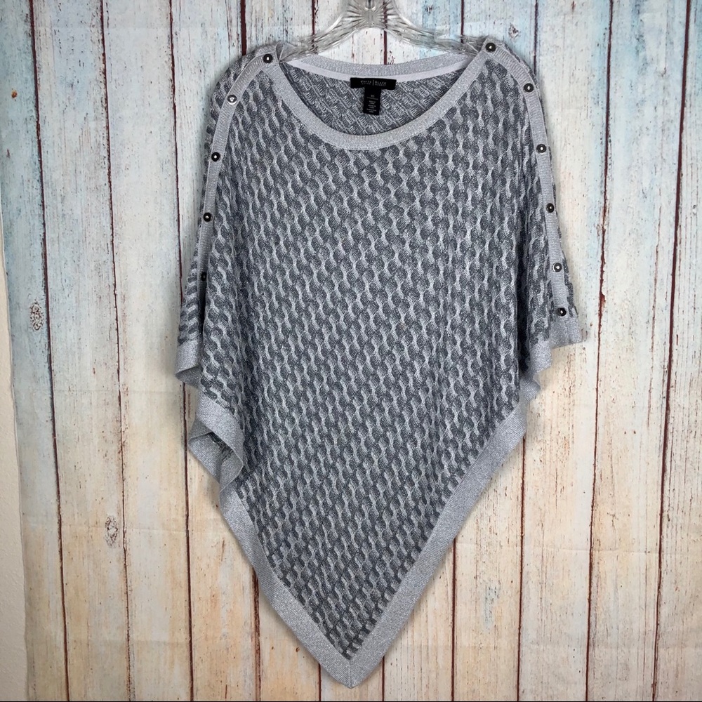 White House Black Market Silver Gray Poncho